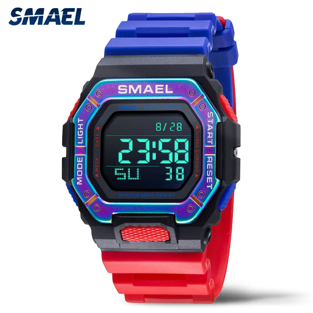 SMAEL Watch for Men Military Sport Digital Watches Blue Red Waterproof 50m LED Electronic Wristwatch часы мужские relogio 8059