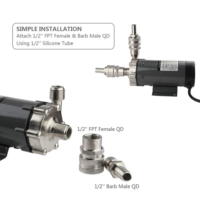 Beer Brew Wort Transfer Pump Magnetic Drive Pump MP-15RM Food Grade Water Pump Stainless Head Wort Pump With 1/2’’NPT Thread