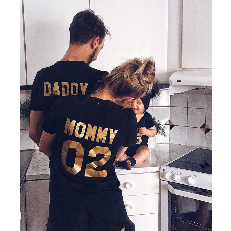 Family Matching Clothes Family Look 01DADDY 02MOMMY 03KID 04BABY outfits T-shirt Son Mother and Daughter Tops Tees Summer Tshirt