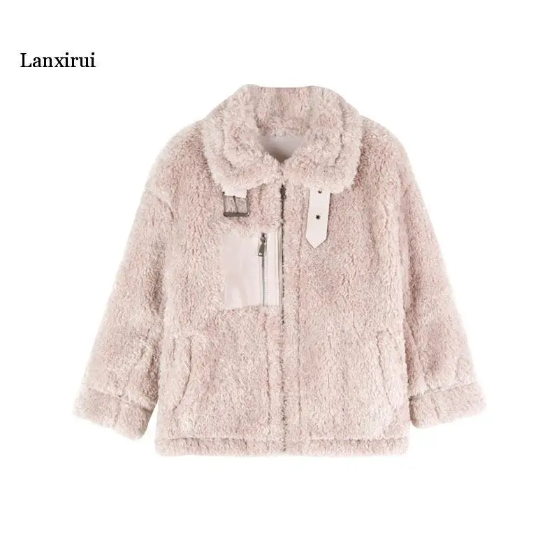 

Autumn And Winter New Style Korean-style Stand Collar Lambs Wool Hoodie Fur Coat Fashion Versatile Tops