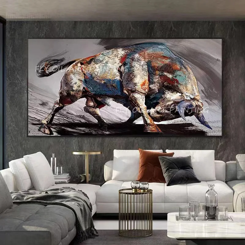 

Animal Cow Colorful Handmade High Quality Canvas Painting Modern Picture for Living Room Aisle Fashion Wall Art Picture Gifts