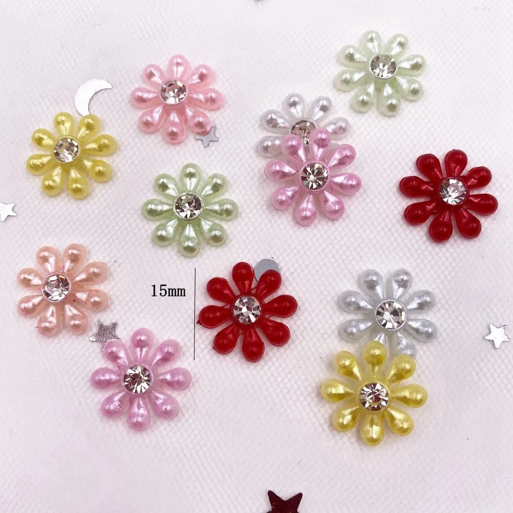 20pcs Shiny Resin Cute Beautiful 15mm Snowflower Flatback Beads Rhinestone Appliques DIY Wedding Scrapbook Craft SB212