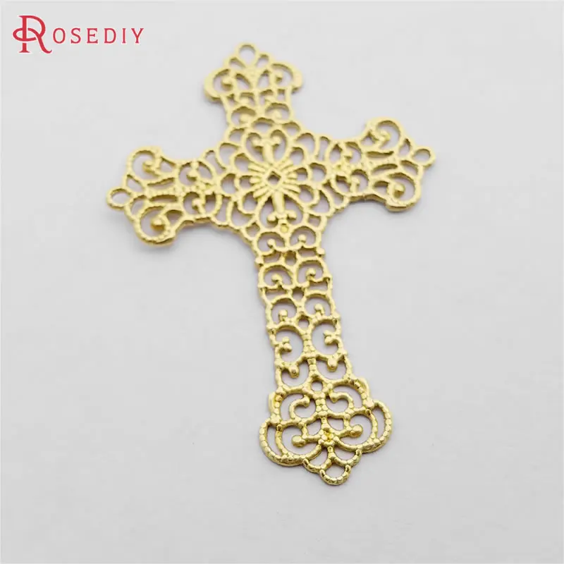 (F778)15 pieces 52x37mm Not plated color Brass Big Cross Charms Pendants Diy Jewelry Findings Accessories Wholesale