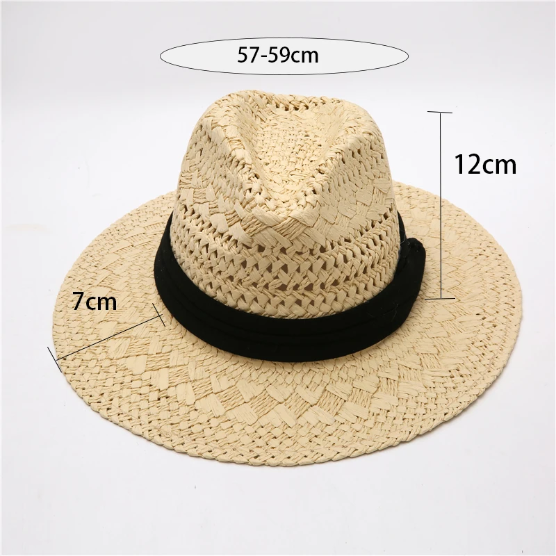 Panama Hat Summer Sun Hats For Women Men Beach Straw Hat Fashion UV Sun Protection Travel Cap Chapeu Feminino