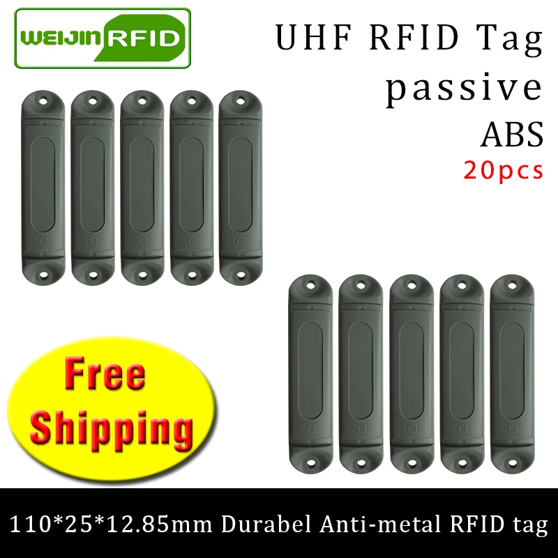 

UHF RFID metal tag 915m 868mhz M4QT EPC 110*25*12.85mm 20pcs free shipping durable ABS storing cage smart card passive RFID tags