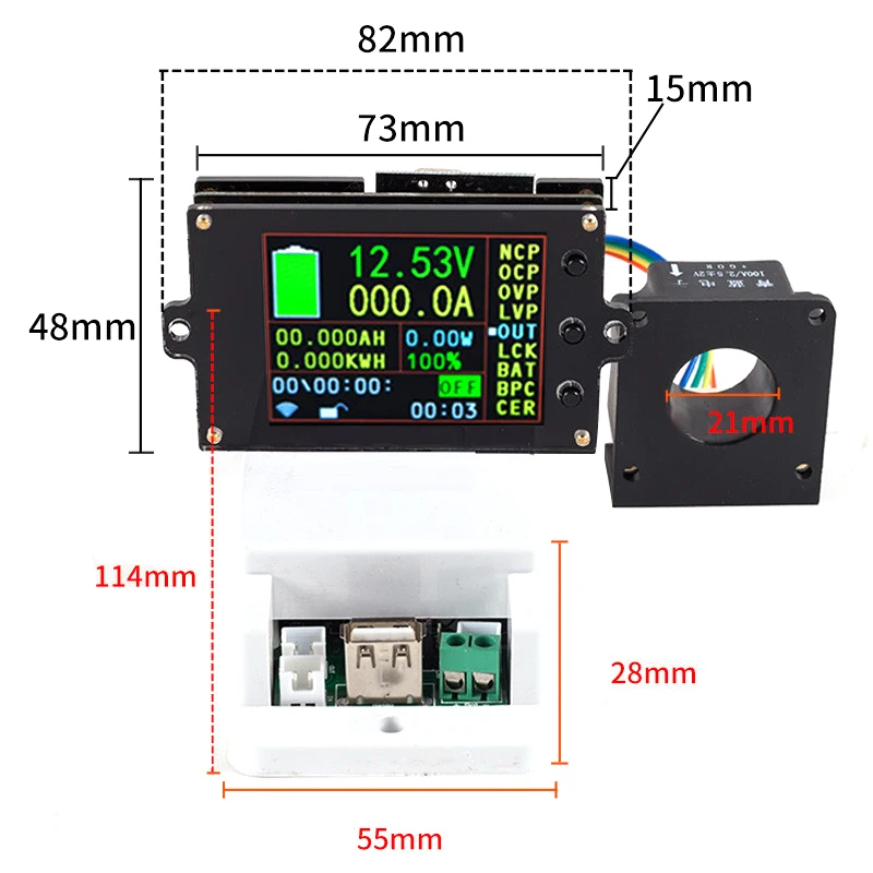 Wireless Voltage Meter Ammeter Solar Battery Charging Coulometer Capacity Power Detector DC 500V 50A 100A 200A 300A 500A Testers