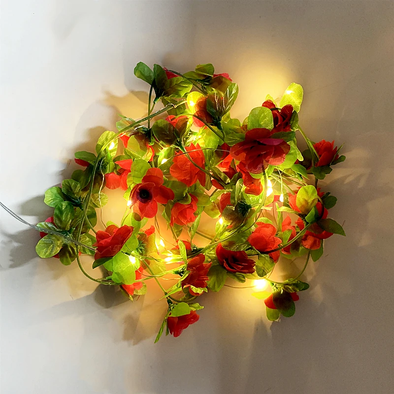 LED String Lights 2M Christmas Decoration Leaf Flower Garland Fairy Holiday For Home Bedroom Wedding Wall Mirror Door Gift Girls