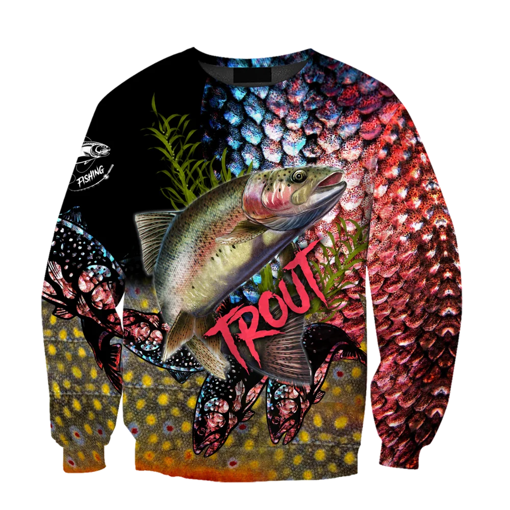 Brand Hoodie Trout-Salmon Fishing Skin camo 3D Printed Mens Zip Up Hoodie Harajuku Streetwear Unisex Casual Tracksuits KJ0157