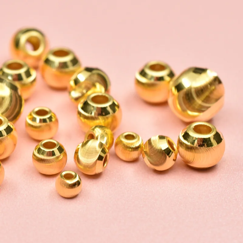 

MADALENA SARARA AU999 DIY Beads Jewelry Making Handmade 24K Yellow Gold 3mm/4mm/5mm/6mm/8m/10mm/12mm Car Eye's Laser Bead