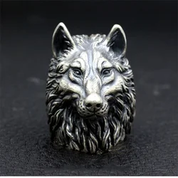 Vintage Nordic Wolf Head Ring Men Stainless Steel Punk Rock Biker Ring Male Viking Amulet Jewelry Wholesale