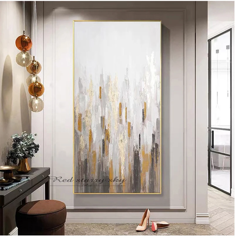 

New 100% Hand Painted Abstract Gold Art Wall Picture Handmade Golden Tree Canvas Oil Painting For Living Room Home Decor