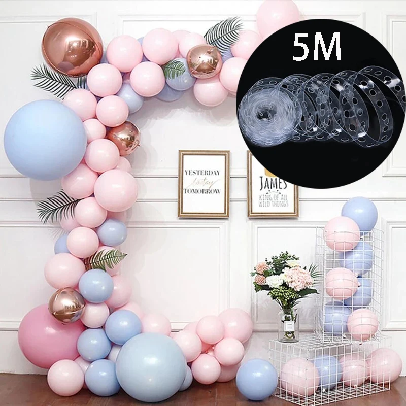 5m Balloon Chain Tape Clear One/Two Holes Arch Connect Strip Balloon Holder Party Supplies  Decoration Accessories