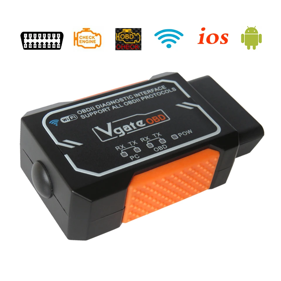 

Автомобильный диагностический сканер Vgate WIFI V1.5 Elm327 OBD2 с PIC18F2480 Elm 327 в 1,5 OBD 2 для iOS/Android