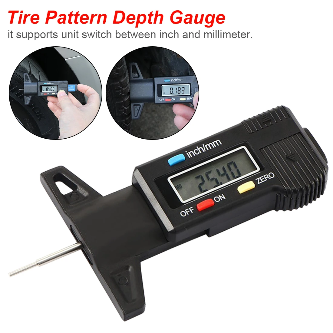 0-25 mm Digital Depth Gauge Caliper Tread Depth Gauge LCD Tyre Tire Tread Gauge For Car Tire Measurer Tool Caliper Repair Tools