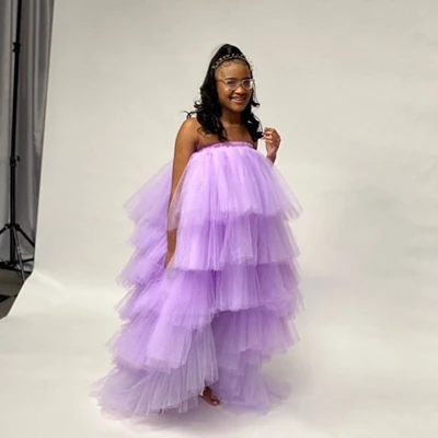 

Pretty Lavender Tulle Dress High Low Ruffle Tulle Skirts Women Long Extra Puffy Tutu Skirt For Girls Birthday Party Saias