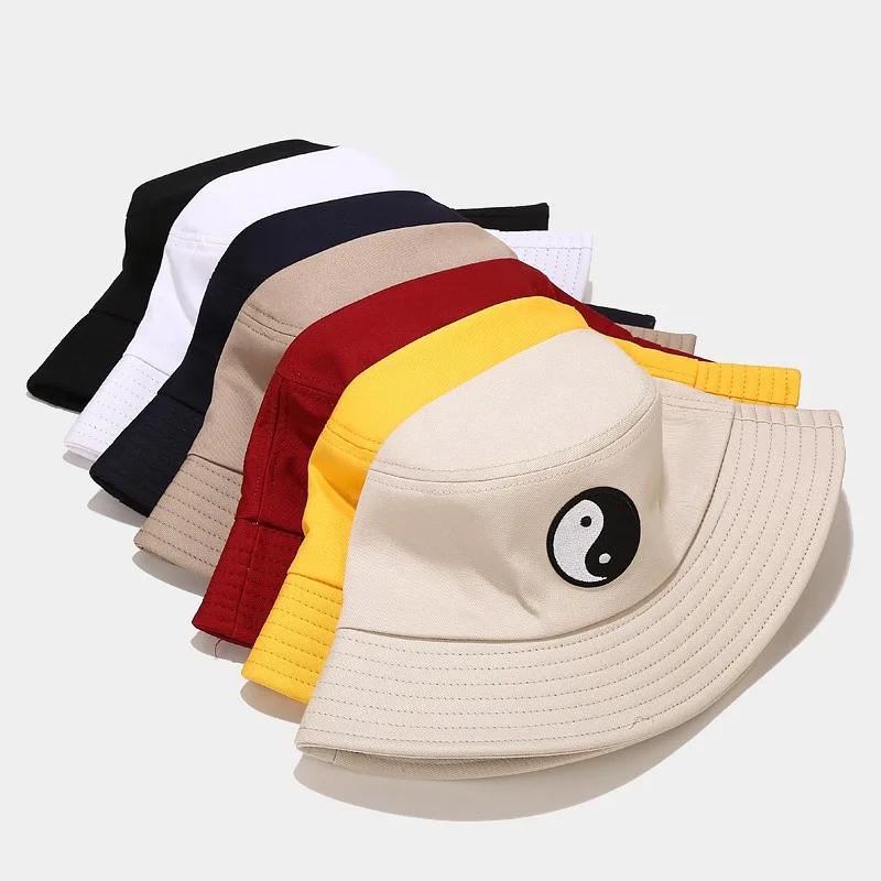 Punk Yin Yang Print Couple Bucket Hat Outdoor Travel Caps Chic Casual Sun Cap Hats For Women Teenage Hair Accessories 2024