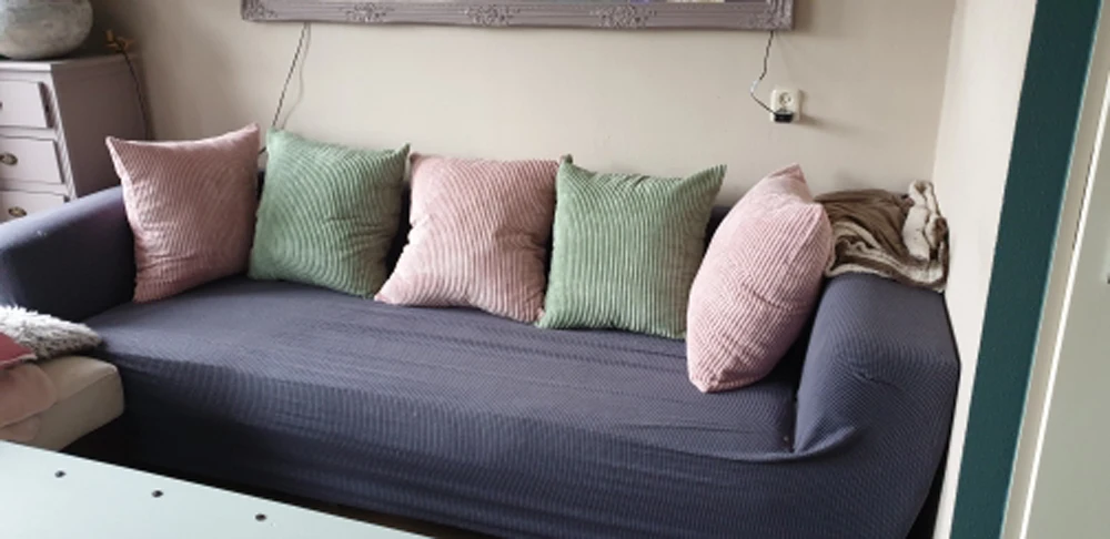 Gestreifter Cordstoff, einfarbig, Kissenbezug, 45/50/60 cm, Sofa-Bett-Dekoration, klassischer einfacher Kissenbezug NPCJC-C – Detail 3