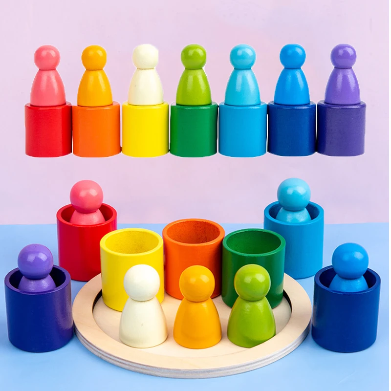 Wooden Rainbow Arched Building Blocks Montessori Educational Toys Stacking Balance Sorting Game Early Education Children ToysNew