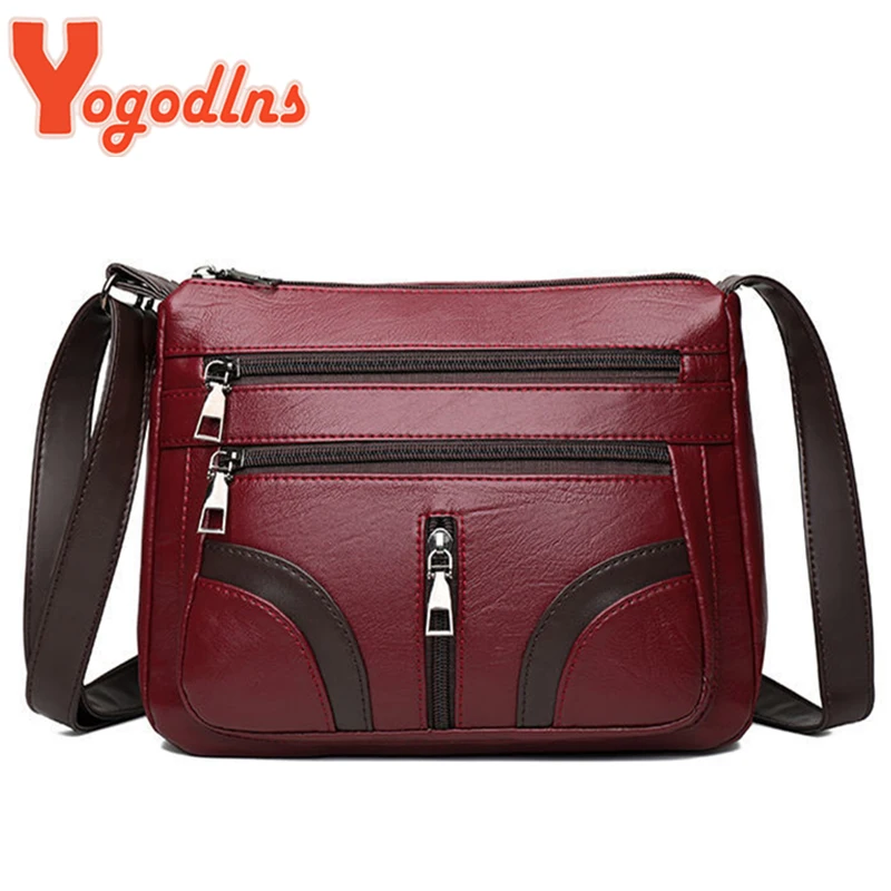 Yogodlns Vintage Shoulder Bag For Women PU Leather Crossbody Bag Multifunction Messenger Bag Small Square Bag Mommy Handbag sac