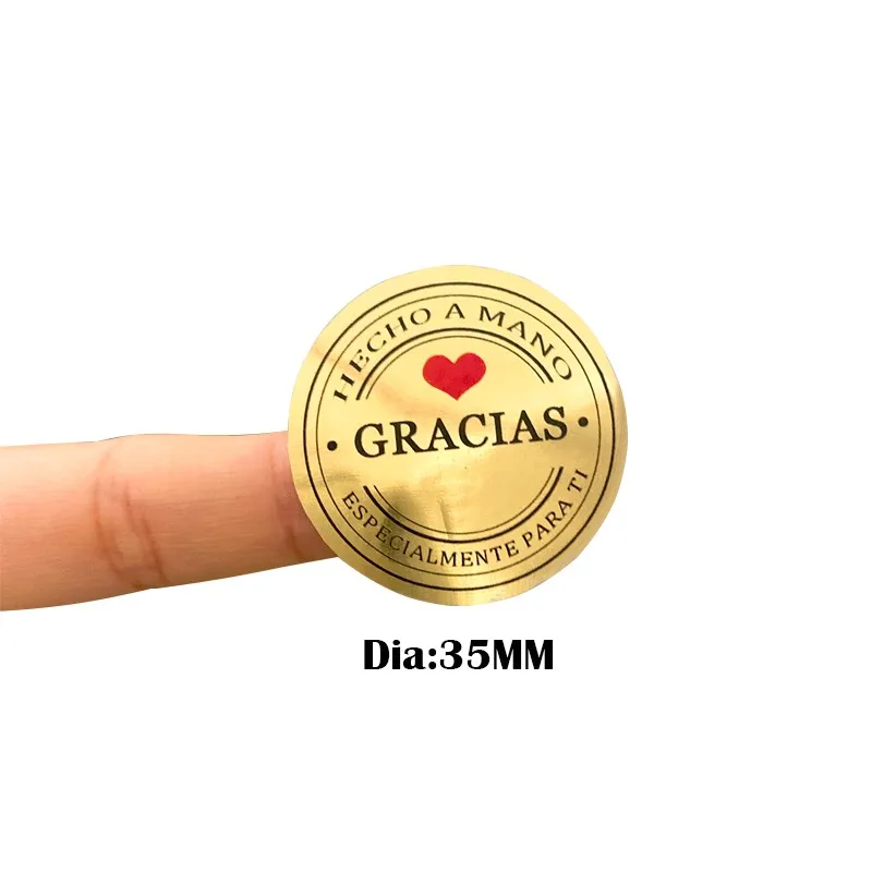 100pcs Shiny colored silver spanish thank you gracias seal sticker decoration Party Gift Decorations Labels