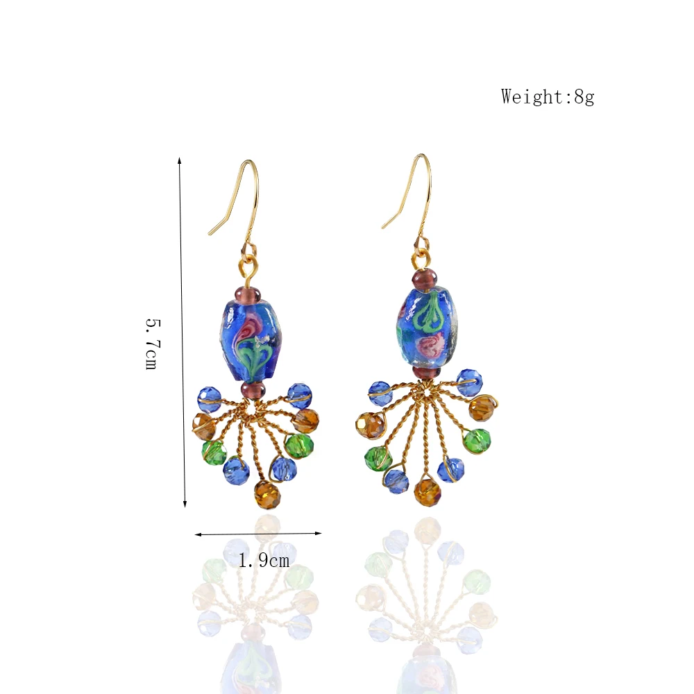 LANFLORA fashion colorful Crystal handmade women earrings  earrings  copper alloy earrings