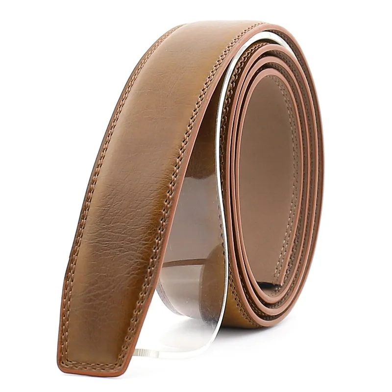 Brown Leather Automatic Buckle Belt Men's Business People Luxury Design Fashion Casual Clothing Accessories Width: 3.5CM