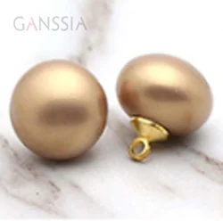 10pcs/lot Size:10mm&12mm Exquisite Coffee Oval Resin Pearl Gold Shank Button forDIY Accessories Wholesale(SS-2271)