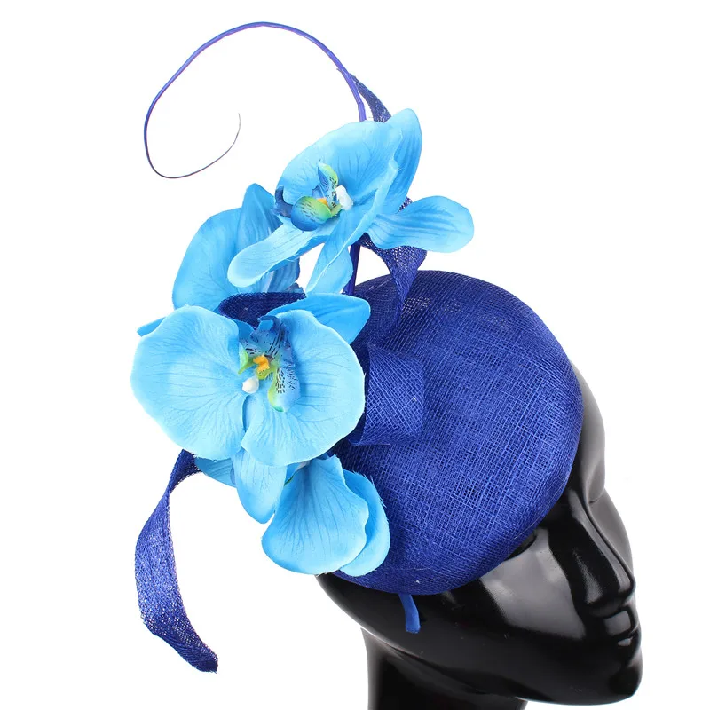 High Quality 4 -Layer Wedding Nice Fascinator Hats Womens Elegant Ladies Event Sinamay Headpiece With Floral Hair Accessories