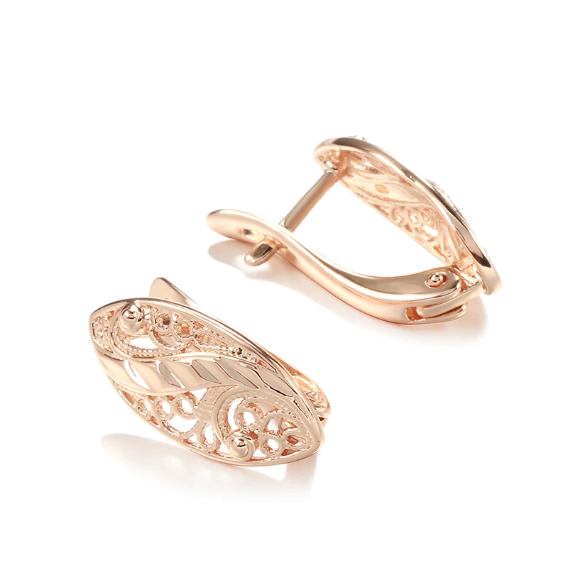 Kinel New 585 Rose Gold Bridal Earrings Wedding Daily Fashion Ethnic Jewelry Unusual Hollow Flower Drop Earrings For Women