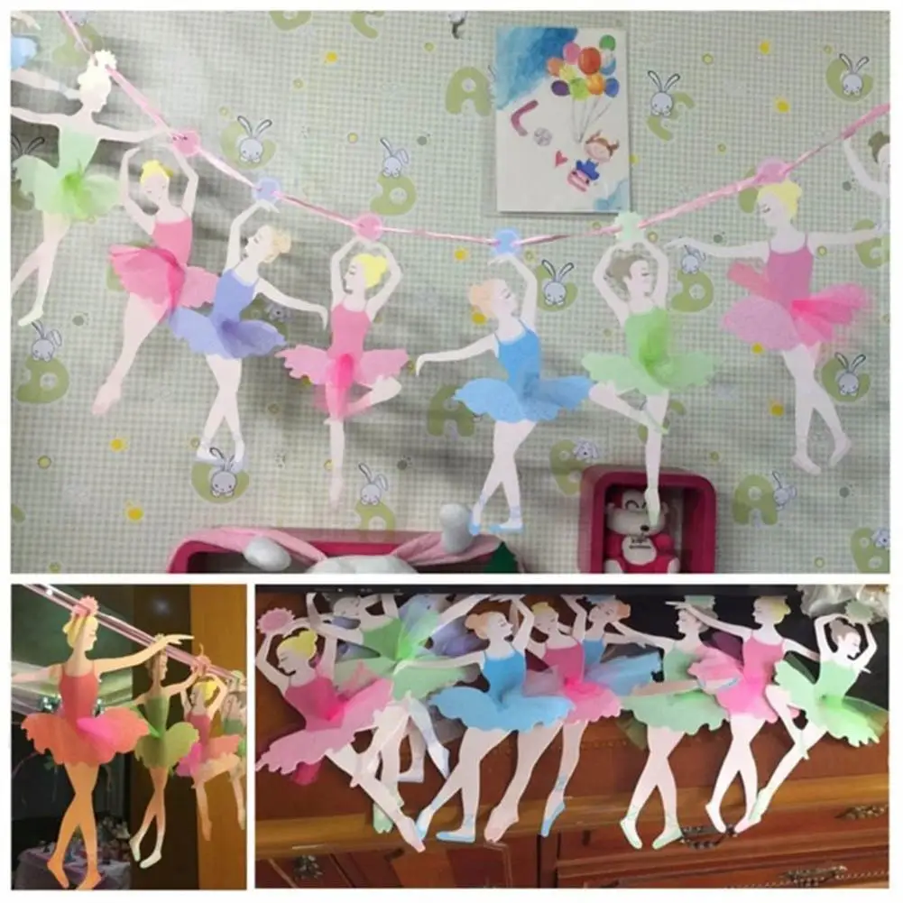 Lovely Dancing Ballet Girl Hanging Bunting Kindergarten Party Decoration