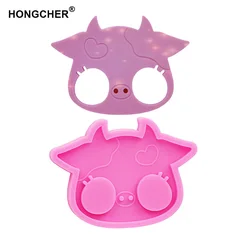 New Glossy Bull Head Keychain Mould-DIY Handmade Ornament Mould-Resin Craft Mould-Epoxy Jewelry Silicone Mold Self-defense Mould