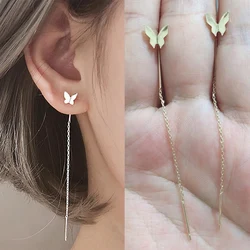 Long Tassel Butterfly Drop Earrings For Women Korean Style Little Bird Hanging Earring Elegant Girl Party Personality Jewelry