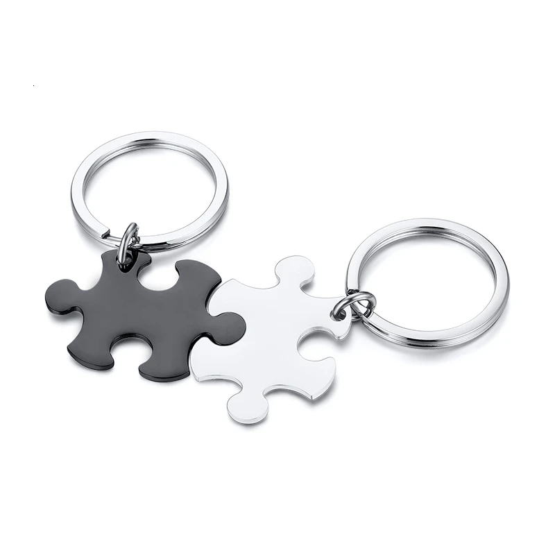 Vnox Free Combination Glossy Puzzle Stainless Steel Kay Chain Personalize Unisex BFF Best Friend Fmiliy Couple Unique Key Ring