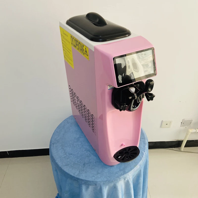 ماكينة صنع الآيس كريم الصغيرة ذات النكهة الواحدة لسطح المكتب من الفولاذ المقاوم للصدأ للمطاعم ماكينة صنع الآيس كريم الناعمة