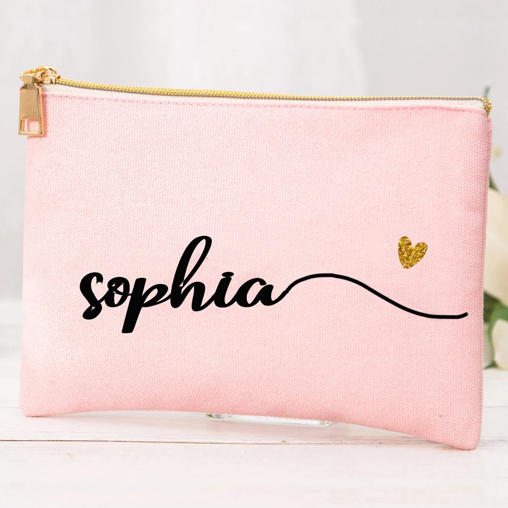 Personalized Bridesmaid Makeup Bag Bridesmaid Gift Name Makeup Organizer Cosmetic Bag Bridesmaid Pouch with Gold Foil Bridesmaid