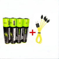 ZNTER 4PCS USB 1.5V AAA rechargeable battery 600mAh USB rechargeable lithium polymer battery with Micro USB cable