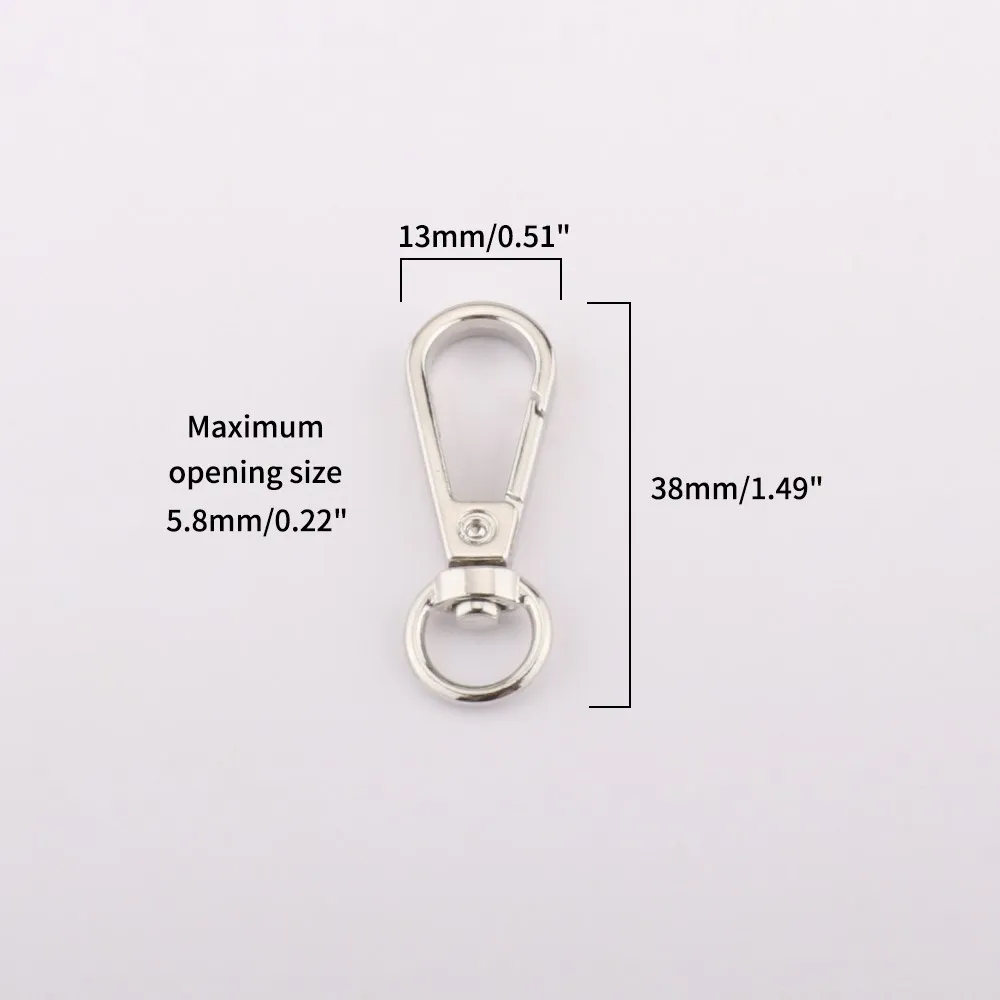 10Pcs Metal Swivel Buckle Dog Buckle Key Ring Key Hook Retainer Ring Millet Buckle I-Buckle DIY Craft Lobster Buckle 8 sizes