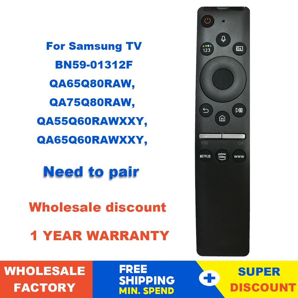 

BN59-01312F voice Remote Control for Samsung Smart LCD LED TV BN5901312F RMCSPR1BP1 BN59-01312D BN59-01312D QA55Q60RAW