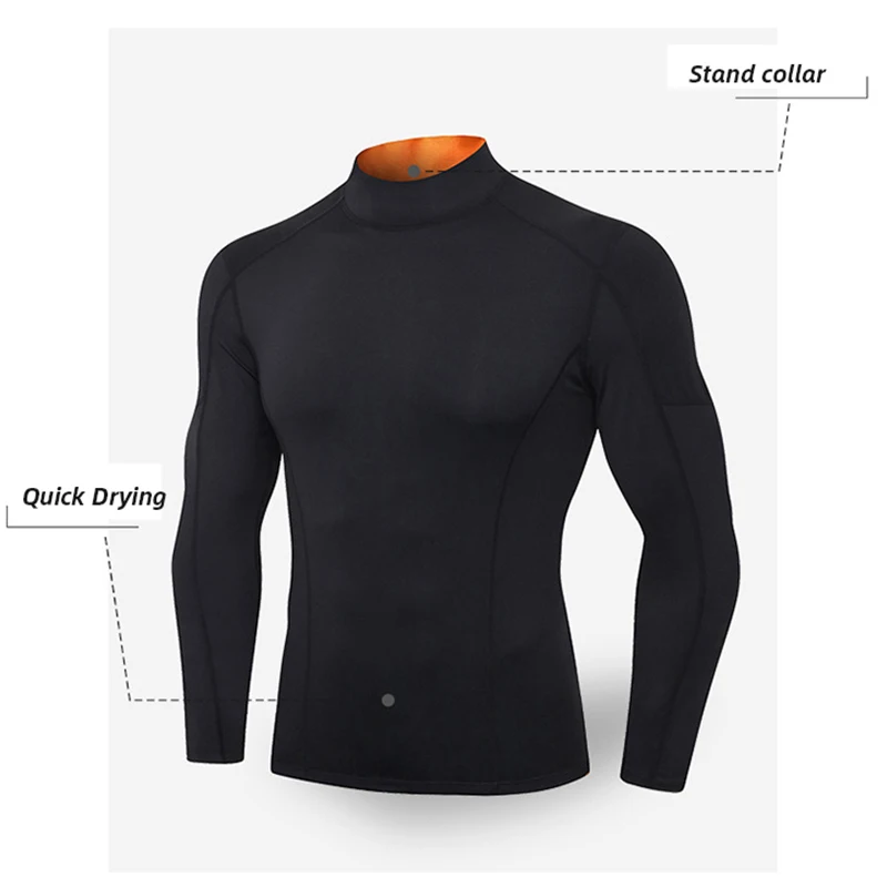 Customize LOGO Quick Dry Men Running T Shirt Long Sleeve Stretch Fitness Top Tee Bodybuliding Compression Shirts Gym Sportswear