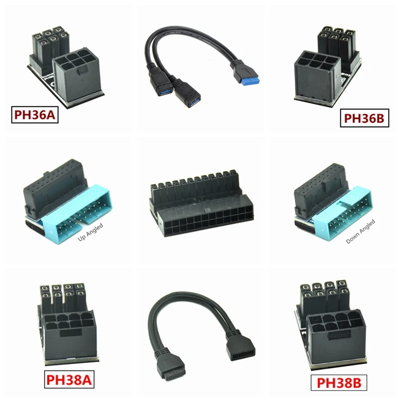 180 Degree Angled ATX 20pin 24pin Motherboard Mainboard USB3.0 20Pin Female to USB 3.0 6pin 8pin 20 Pin Male Extension Cable