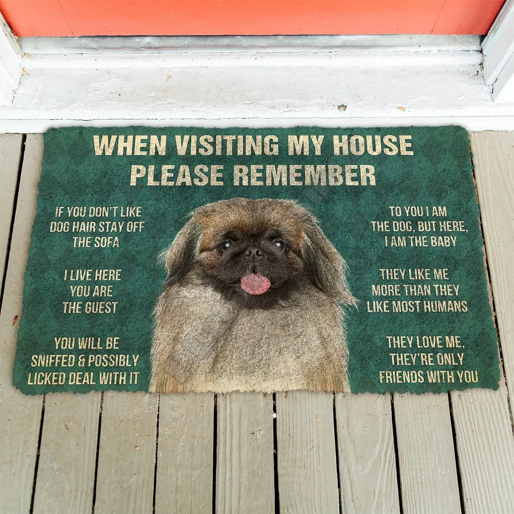 

3D Please Remember Pekingese House Rules Custom Doormat Non Slip Door Floor Mats Decor Porch Doormat