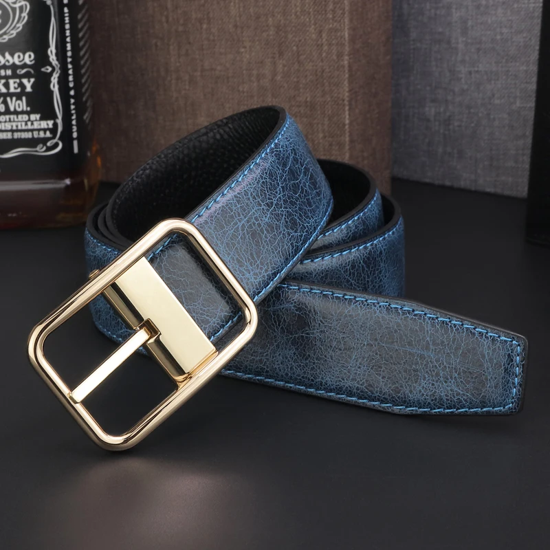 Gray Belt Men Classic Pin Buckle designer High Quality Waistband Casual genuine Leather exquisite young boys cintos masculinos