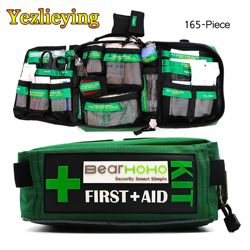 

Hiking First Aid Kit Bag Survival Kits Handy 165-Piece Emergency Medical Rescue Workplace Outdoors Car Luggage School