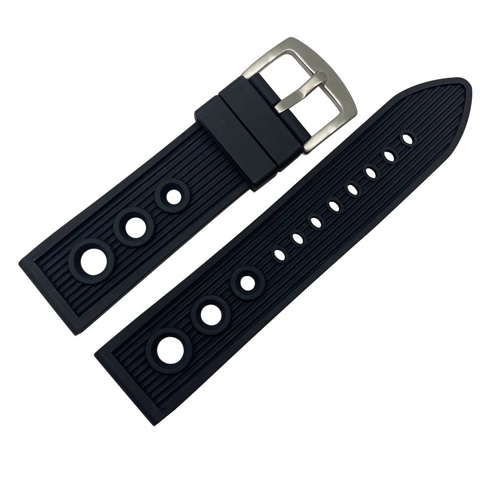 Top Luxury Brand Black Blue soft Silicone Rubber Watch band 22mm WatchBand Bracelet For navitimer/avenger/Breitling strap DIy