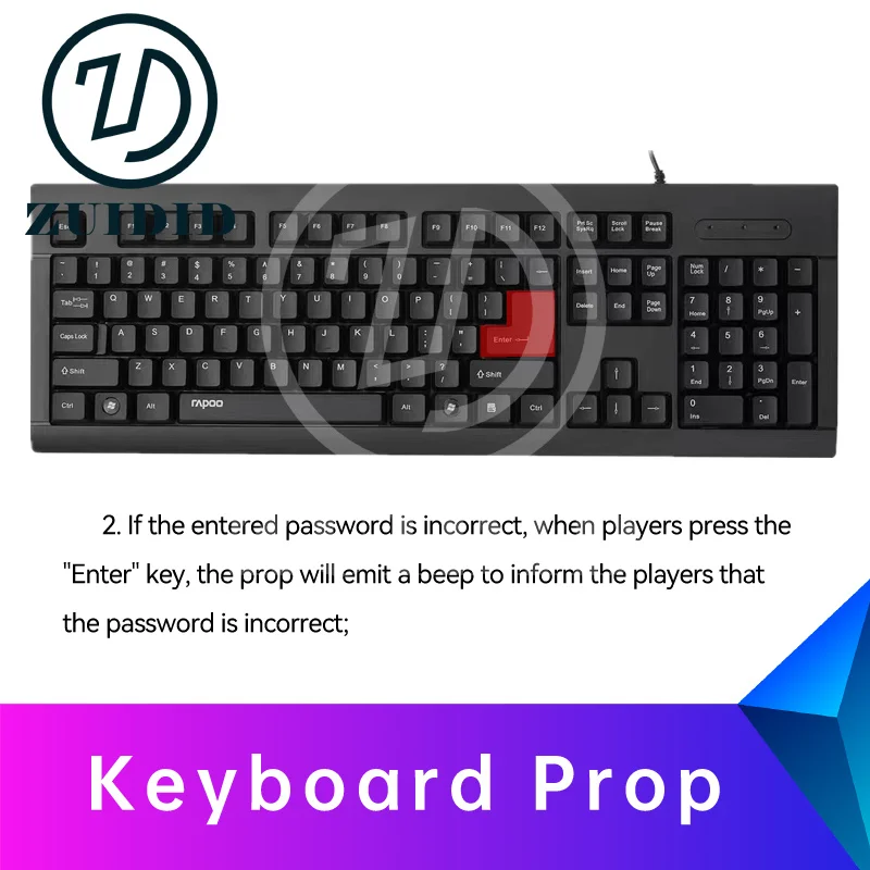 ZUIDID escape room Keyboard Prop input the right password on the keyboard to unlock secret room escape game