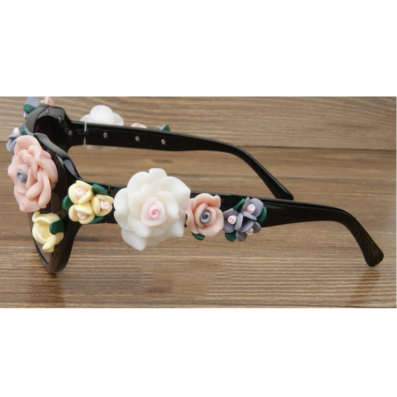 Charming Flower Fashion Cat Eye Sunglasses Women Oculos Vintage Cat Eyes Glasses Brand Designer Men Eyeglasses Shades UV400 O259