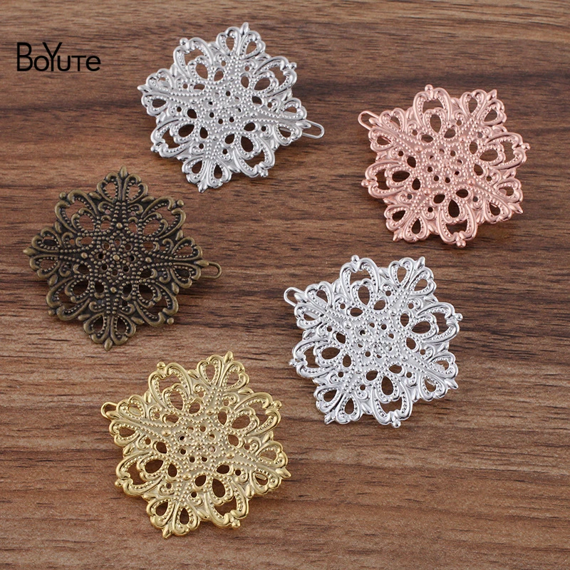 BoYuTe (20 Pieces/Lot) 42MM Filigree Flower Hair Clips Frog Hairpins Vintage Hair Accessories Wholesale