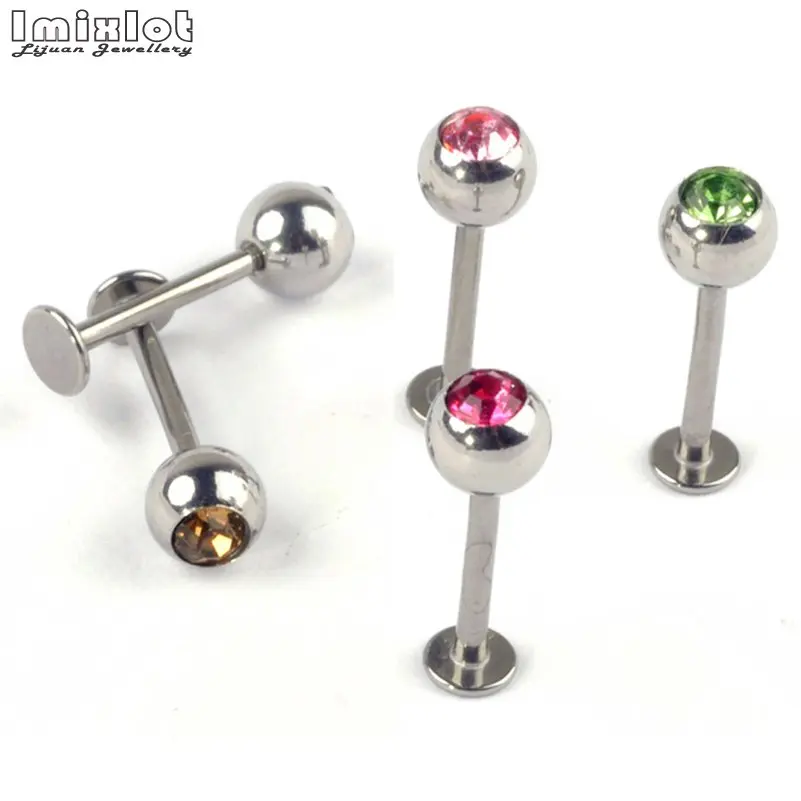 20Pcs 16G Labret Tragus Cartilage Earring Punk Crystal Ball Tragus Lip Ring Monroe Ear Cartilage Earring Piercing Body Jewelry