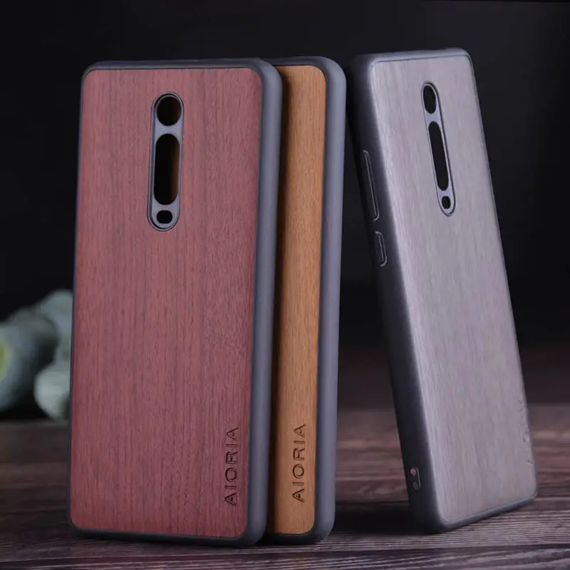 Wood Like case for Xiaomi Redmi K20 Pro mi 9T mi9T pro soft TPU silicone&Hard PC&wood PU leather skin covers coque fundas