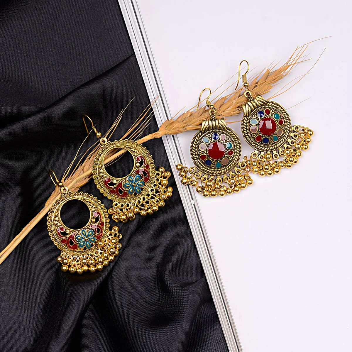 NUNCAD Gold Drops of Oil Bohemian Tassel Beads Earrings Wholesale Women Jewelry Good Quality